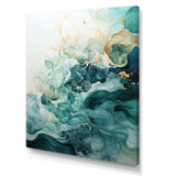 Teal Gold Minimalism Serenity In Motion - Abstract Canvas Wall Art