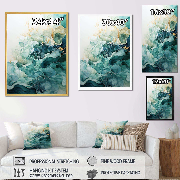 Teal Gold Minimalism Serenity In Motion - Abstract Canvas Wall Art