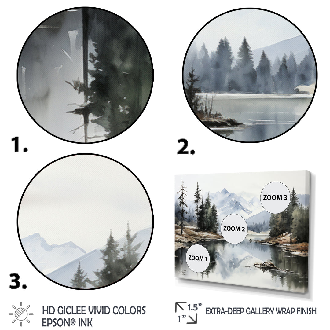 Green Blue Minimalism Forest Silent Reflection - Multi-Panels