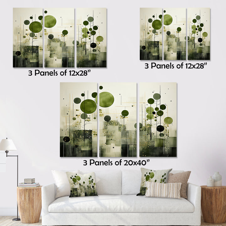 Green Beige Modern Scandinavian Serenade II - 3-Piece Canvas Wall Art
