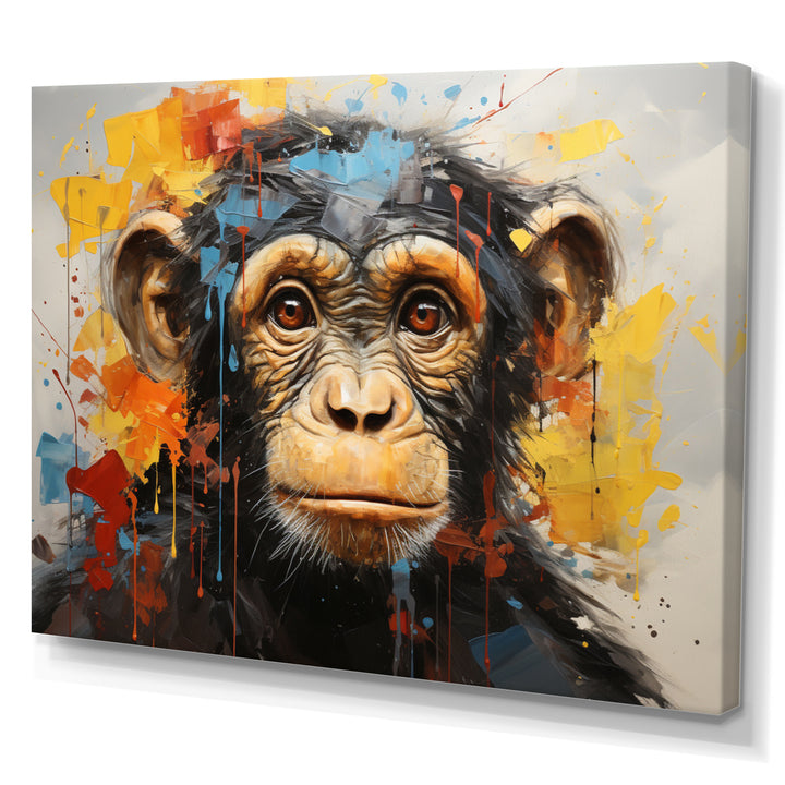 Yellow Teal Monkey Mischievous Monkey Collage - Monkey Home Decor Art