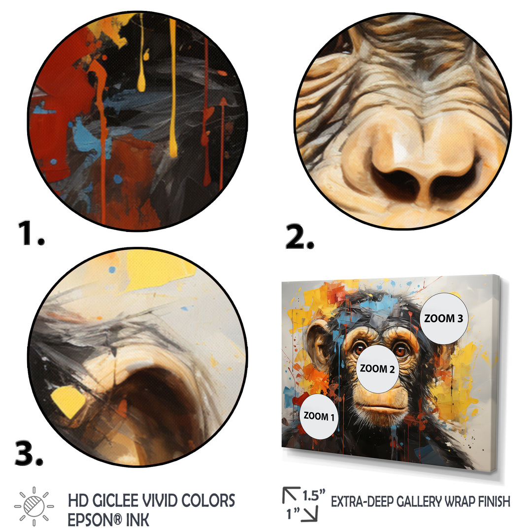 Yellow Teal Monkey Mischievous Monkey Collage - Monkey Home Decor Art