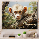 Green Brown Monkey Mischievous Monkey Pastoral - Monkey Living Room Wall Art