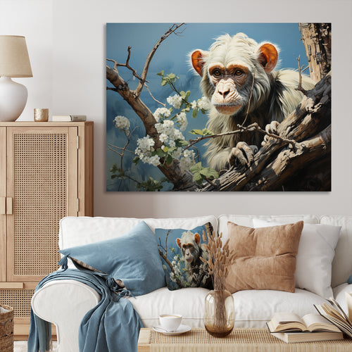 Grey Brown Monkey Mischievous Monkey Pastoral - Monkey Bedroom Wall Art