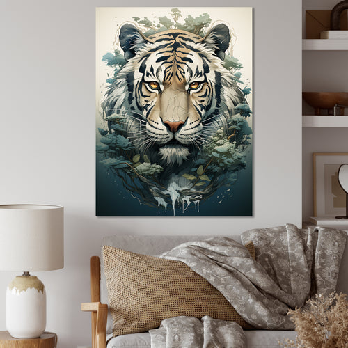 Monochrome Tiger Vector - Tiger Canvas Wall Art
