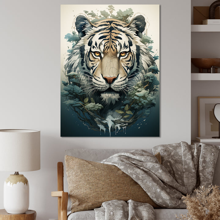 Monochrome Tiger Vector - Tiger Canvas Wall Art