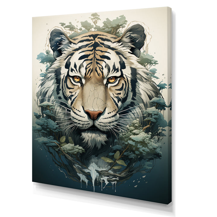 Monochrome Tiger Vector - Tiger Canvas Wall Art