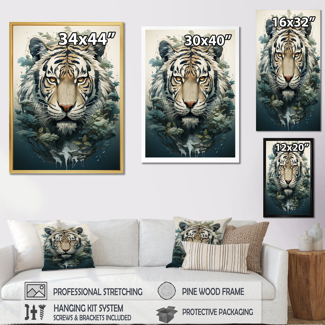 Monochrome Tiger Vector - Tiger Canvas Wall Art