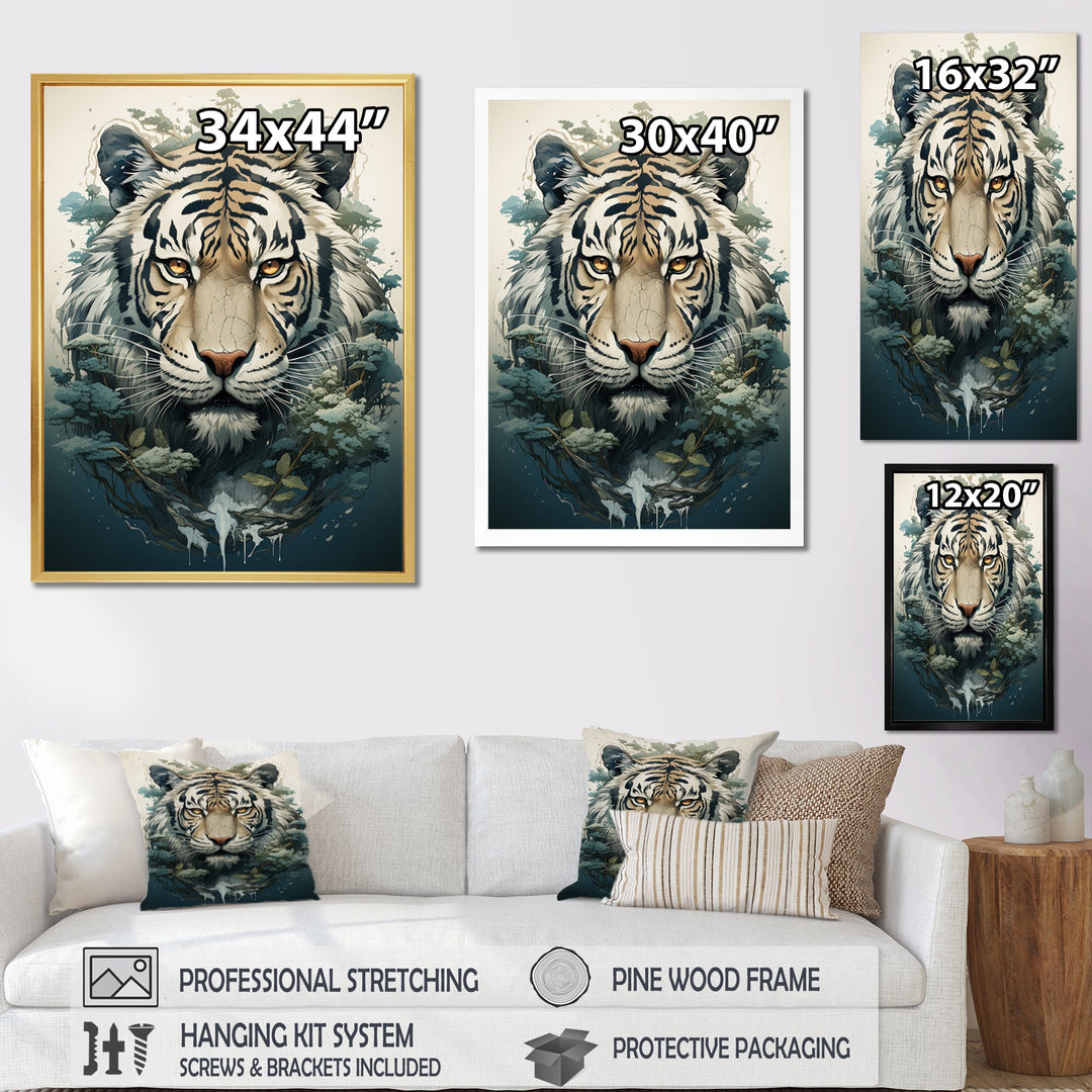 Monochrome Tiger Vector - Tiger Canvas Wall Art