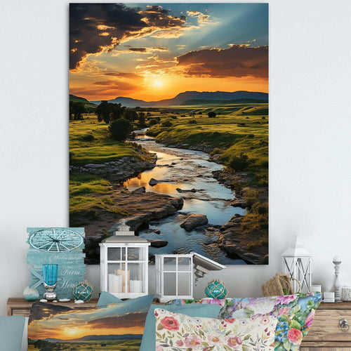 Yellow Green Montana Landscape - Landscapes Canvas Wall Art