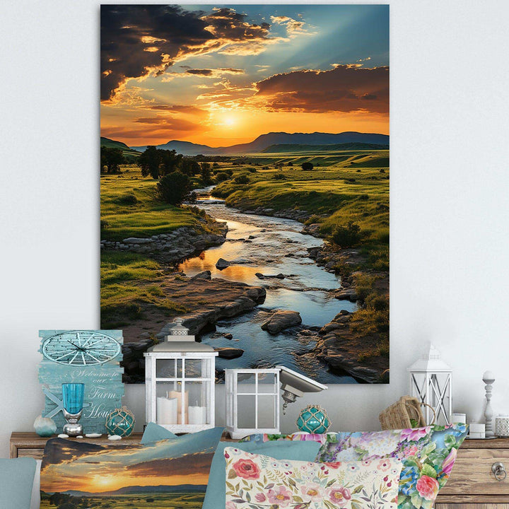 Yellow Green Montana Landscape - Landscapes Canvas Wall Art
