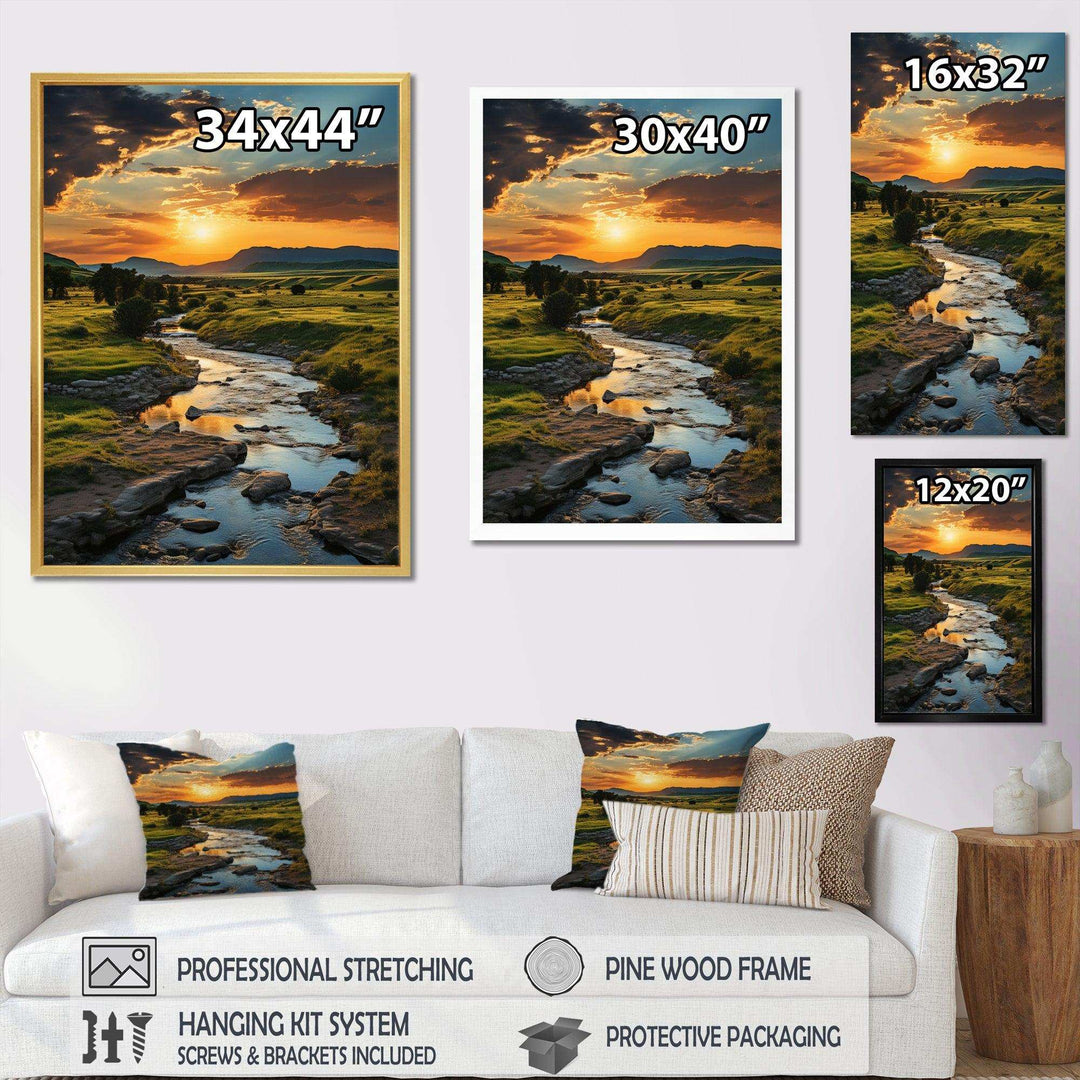 Yellow Green Montana Landscape - Landscapes Canvas Wall Art