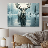 Blue Moose Arctic Reflection - Moose Canvas Wall Art