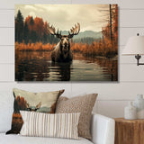 Brown Orange Moose Autumn Palette - Animals Canvas Wall Art