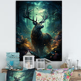 Green Moose Enchanted Forest - Green Moose Wall Art