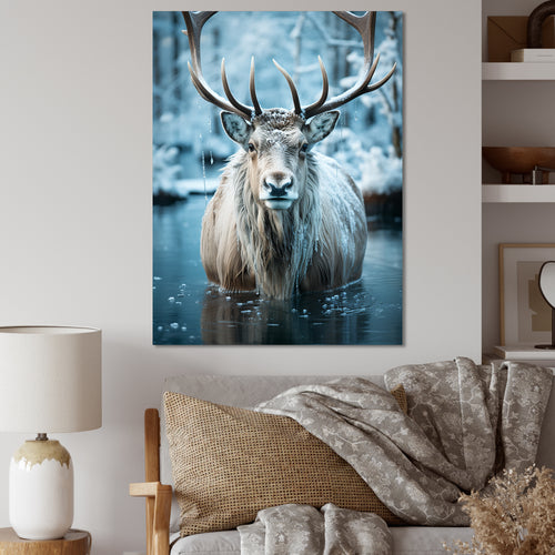 Moose Frozen Majesty - Moose Large Canvas Wall Art