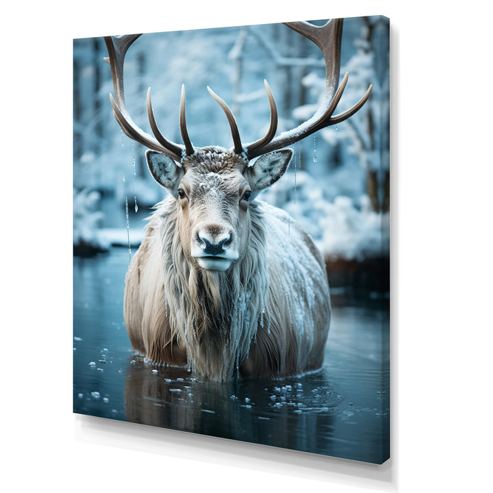 Moose Frozen Majesty - Moose Large Canvas Wall Art