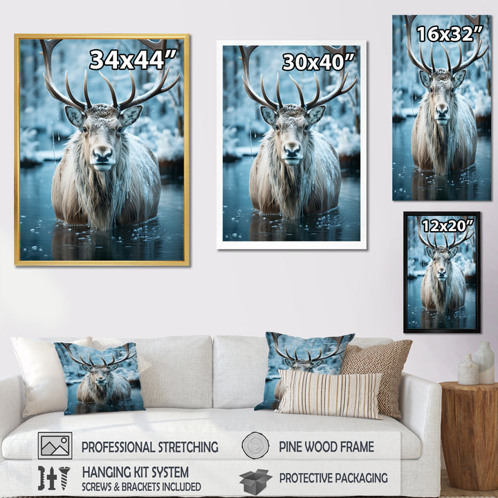 Moose Frozen Majesty - Moose Large Canvas Wall Art