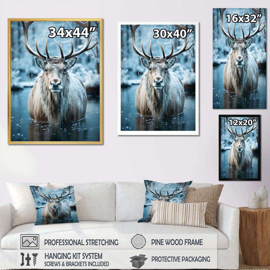Moose Frozen Majesty - Moose Large Canvas Wall Art