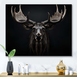 Black White Moose Majestic Monochrome Black And White - Animals Canvas Wall Art