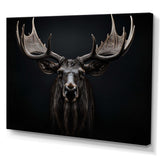 Black White Moose Majestic Monochrome Black And White - Animals Canvas Wall Art