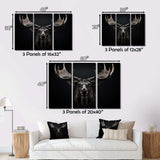 Black White Moose Majestic Monochrome Black And White - Animals Canvas Wall Art