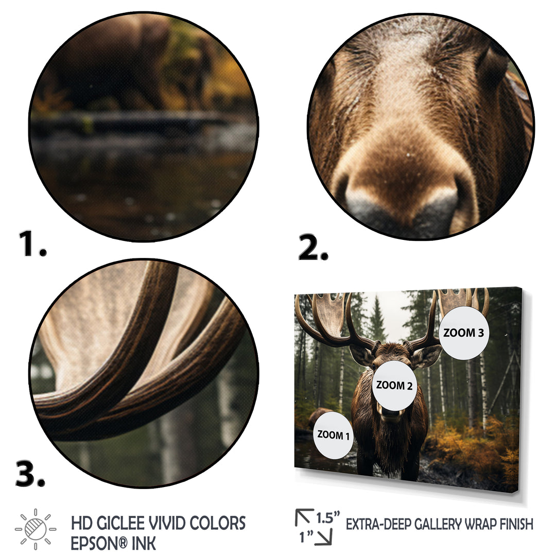 Brown Yellow Moose Majestic - Moose Home Decor Art