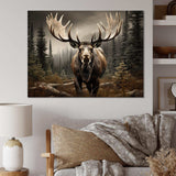 Brown Moose Majestic - Animals Canvas Wall Art