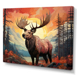 Brown Peach Moose Majestic Geometric - Moose Canvas Wall Art