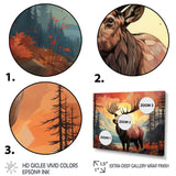 Brown Peach Moose Majestic Geometric - Moose Canvas Wall Art