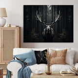 Black White Moose Monochrome - Animals Canvas Wall Art