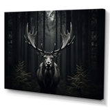 Black White Moose Monochrome - Animals Canvas Wall Art