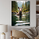 Brown Green Moose Oceanic Serenity - Brown Moose Wall Art