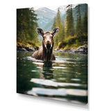 Brown Green Moose Oceanic Serenity - Brown Moose Wall Art