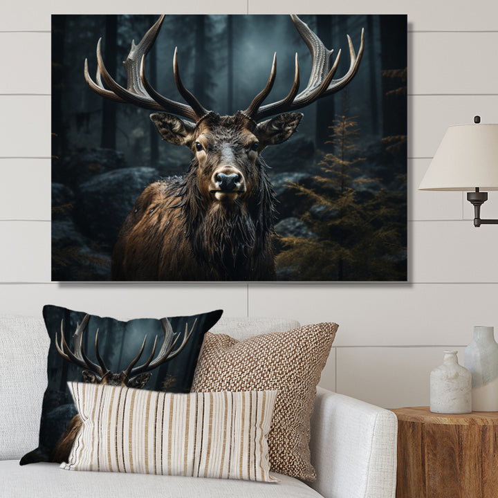 Black White Moose Portrait - Black Moose Wall Art