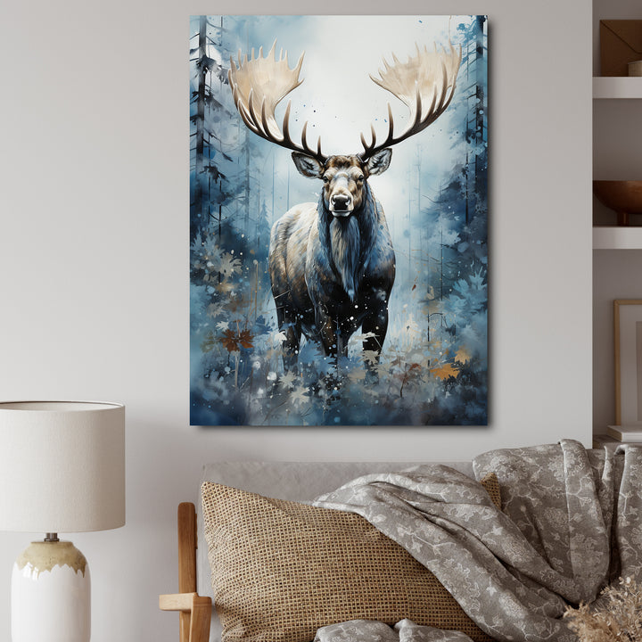 Blue Moose Winter Symphony - Moose Living Room Wall Art