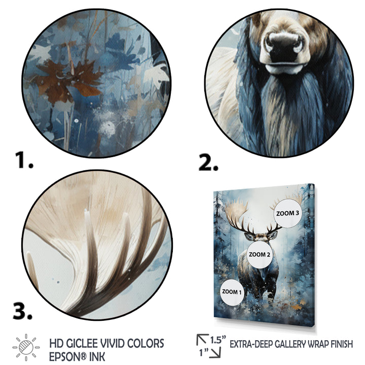 Blue Moose Winter Symphony - Moose Living Room Wall Art