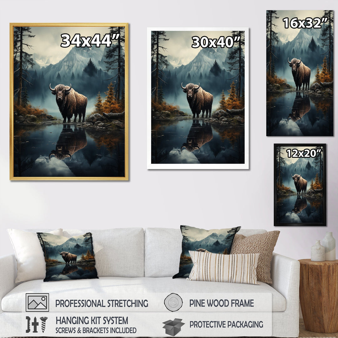 Brown Teal Moose Twilight Symphony - Moose Bedroom Wall Art