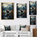 Brown Teal Moose Twilight Symphony - Moose Bedroom Wall Art