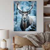 Blue White Moose Winter Frost - Moose Wall Decor