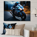 Blue Yellow Motorcycle Symphony - Motorcycle Canvas Wall Art