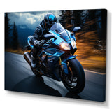 Blue Yellow Motorcycle Symphony - Motorcycle Canvas Wall Art