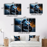 Blue Yellow Motorcycle Symphony - Motorcycle Canvas Wall Art