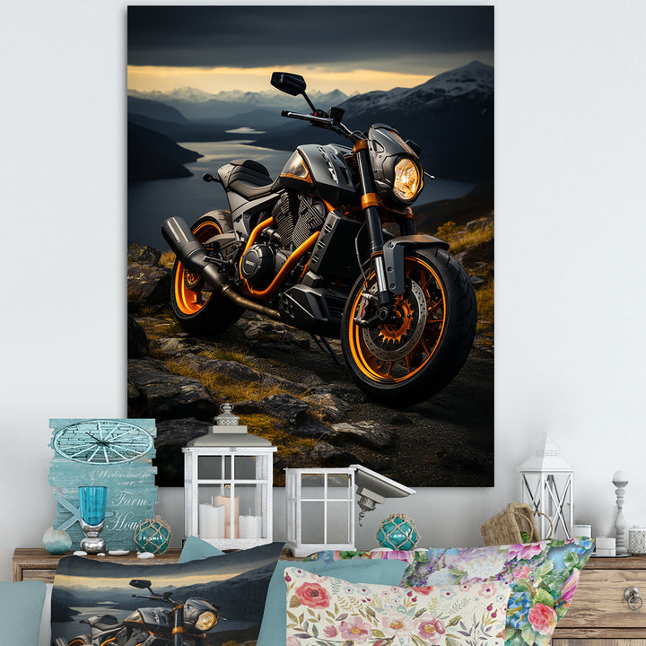 Yellow Black Motorcycle Wanderlust - Motorcycle Canvas Wall Art