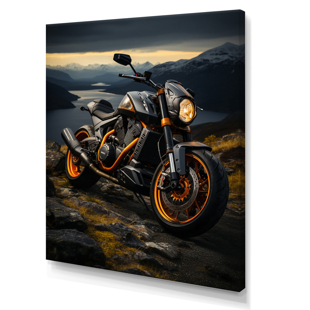 Yellow Black Motorcycle Wanderlust - Motorcycle Canvas Wall Art
