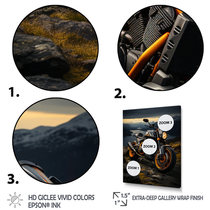 Yellow Black Motorcycle Wanderlust - Motorcycle Canvas Wall Art