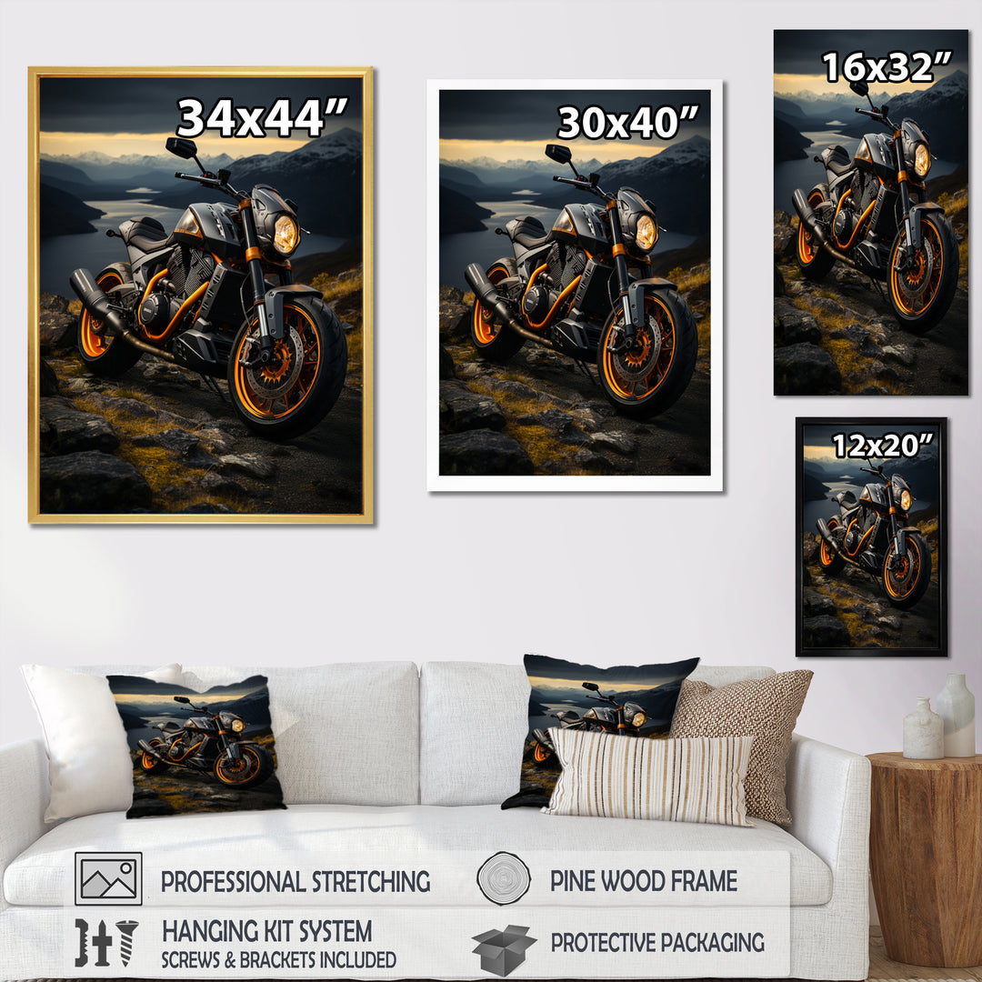 Yellow Black Motorcycle Wanderlust - Motorcycle Canvas Wall Art