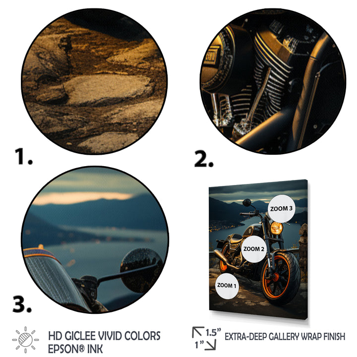 Orange Black Motorcycle Wanderlust I - Motorcycle Canvas Wall Art