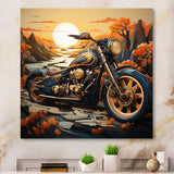 Orange Yellow Motorcycle Wanderlust - Motorcycle Canvas Wall Art