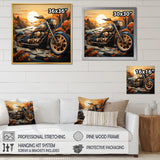 Orange Yellow Motorcycle Wanderlust - Motorcycle Canvas Wall Art